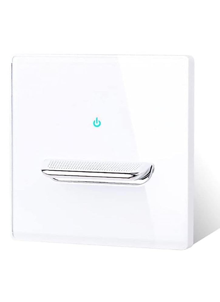 Cloyster - Cloyster Wallpad Light Switch Press ButtonWall Light Switch Chrome Toggle Press Button Tempered Glass Plate Blue LED LightTempered Glass Switch Socket with Indicator Light SelfReset 2WAY WHITE - Image 1