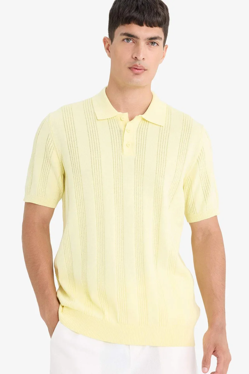 ديفاكتو Cotton Knit Polo Shirt