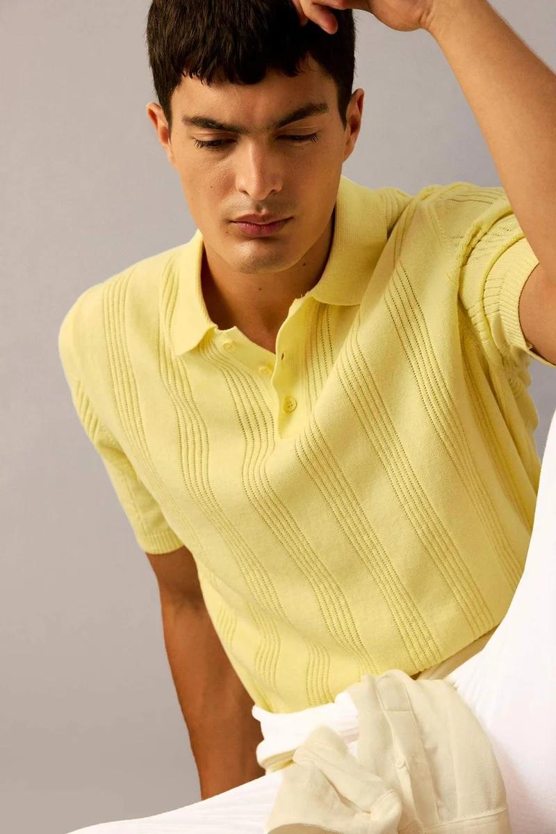 ديفاكتو Cotton Knit Polo Shirt