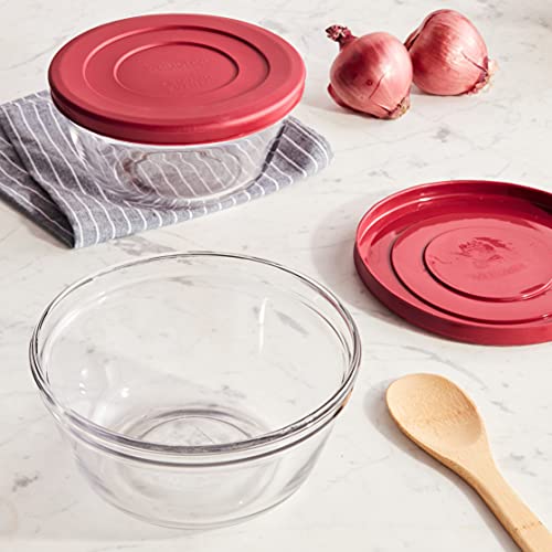 Anchor Hocking Glass Mixing Bowls with Lids, Cherry, 2.5 Quart (Set of 2) - - Image 2