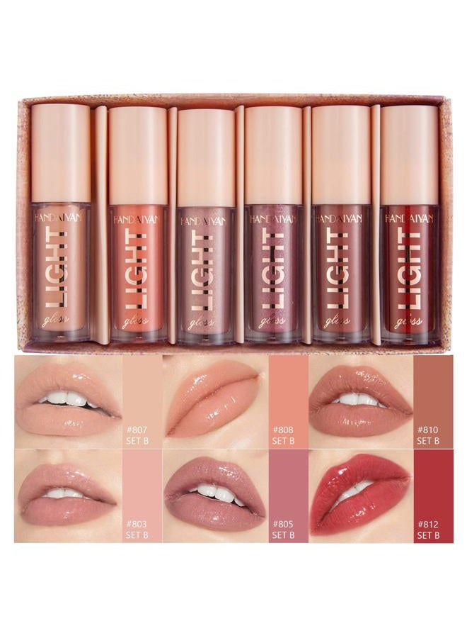 MAEPEOR Moisturizing Lipgloss Set 6PCS Smooth Hydrating Lip Gloss Neutral Nude Nourishing Glossy Lipgloss for Women and Girls (Moisturizing, 6PCS Set B) - Image 1