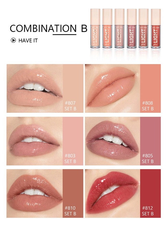 MAEPEOR Moisturizing Lipgloss Set 6PCS Smooth Hydrating Lip Gloss Neutral Nude Nourishing Glossy Lipgloss for Women and Girls (Moisturizing, 6PCS Set B) - Image 2