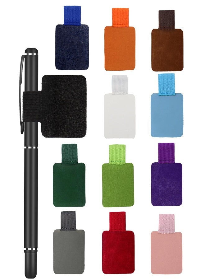 AUXBC 12Pcs Self-Adhesive Pen Loop Holder with Elastic Band, Notebook Pencil Holders Elastic Loop Holder for Notebook, Journal, Calendar, 12 Colors - Image 1