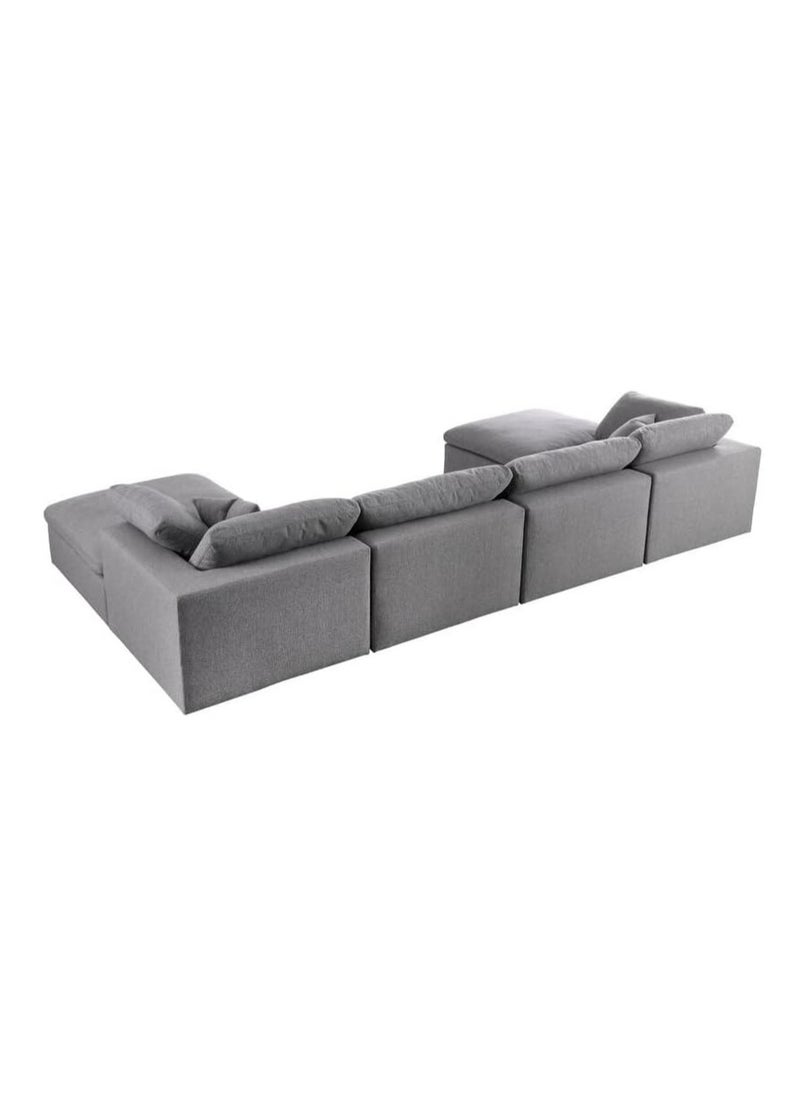 Karnak Cloud Sofa 6-Seater Luxury Design Sectional Sofa with Ottoman For Living Room Furniture – Grey Polyester Fabric