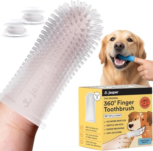 Jasper Dog Toothbrush 360 Finger Toothbrush for Dogs Cats Clear 2Pack - Image 2