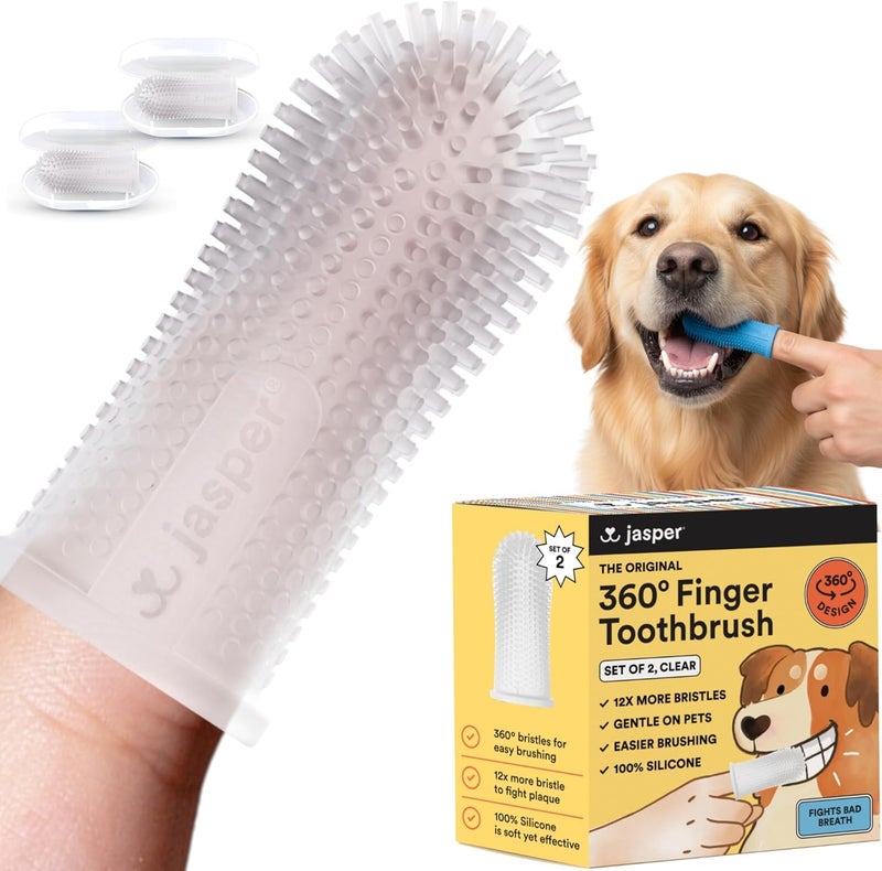 Jasper Dog Toothbrush 360 Finger Toothbrush for Dogs Cats Clear 2Pack - Image 3