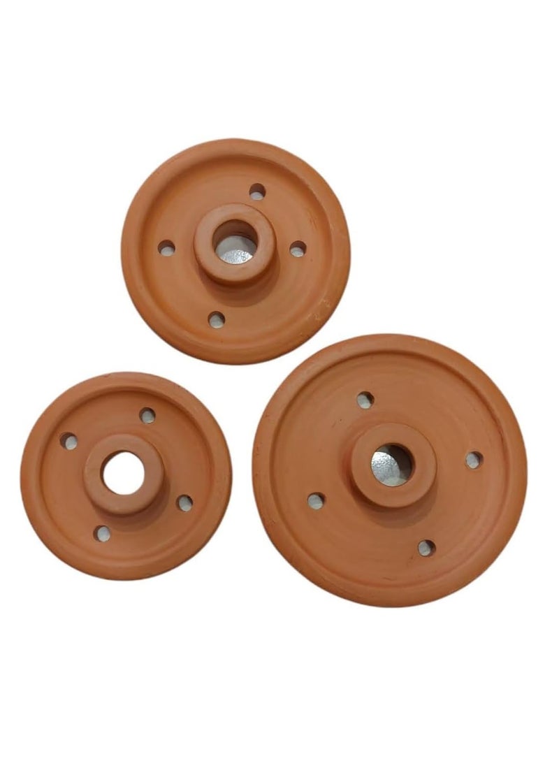 Handmade Clay Pot Lid Cover, set of 3, Terracotta Grape Leaf Roll Lid, Weighted Cooking Grill Plate for Perfect Tool for Stuffed Dishes, 19-23-27-cm - Image 1