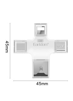 Earldom ET-OT20 4 in 1 Multi-Function SuperSpeed Portable TF Card Reader supporting iOS, Android, Type-C, Micro USB, Apple Lightning Cable, USB, White  - Image 2
