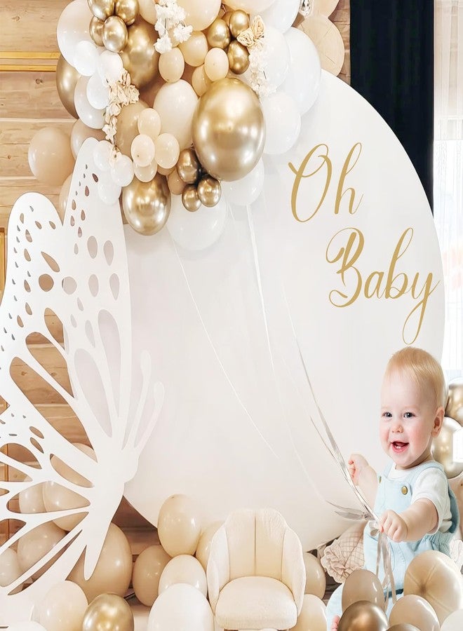 Newleafly 7.2FT Round Backdrop Cover White Round Arch Cover and Oh Baby Decal Sign - Adjustable Spandex Circle Arch Backdrop Cover for Birthday Party, Baby Shower, Wedding Decorations - Image 3
