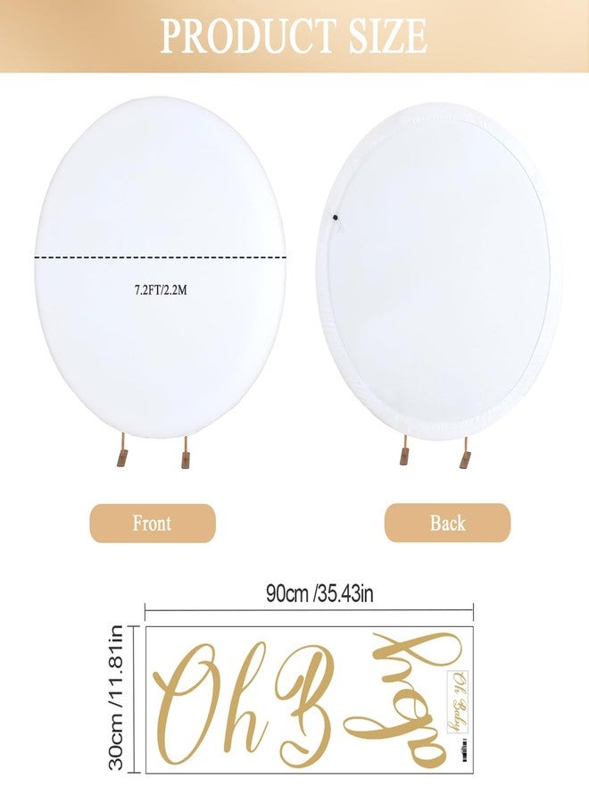 Newleafly 7.2FT Round Backdrop Cover White Round Arch Cover and Oh Baby Decal Sign - Adjustable Spandex Circle Arch Backdrop Cover for Birthday Party, Baby Shower, Wedding Decorations - Image 2