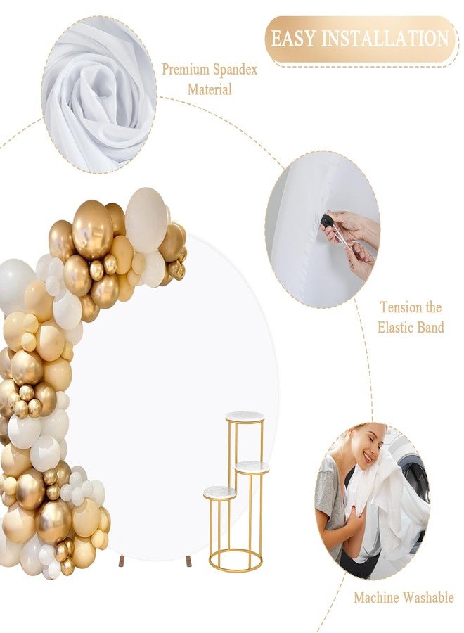 Newleafly 7.2FT Round Backdrop Cover White Round Arch Cover and Oh Baby Decal Sign - Adjustable Spandex Circle Arch Backdrop Cover for Birthday Party, Baby Shower, Wedding Decorations - Image 4