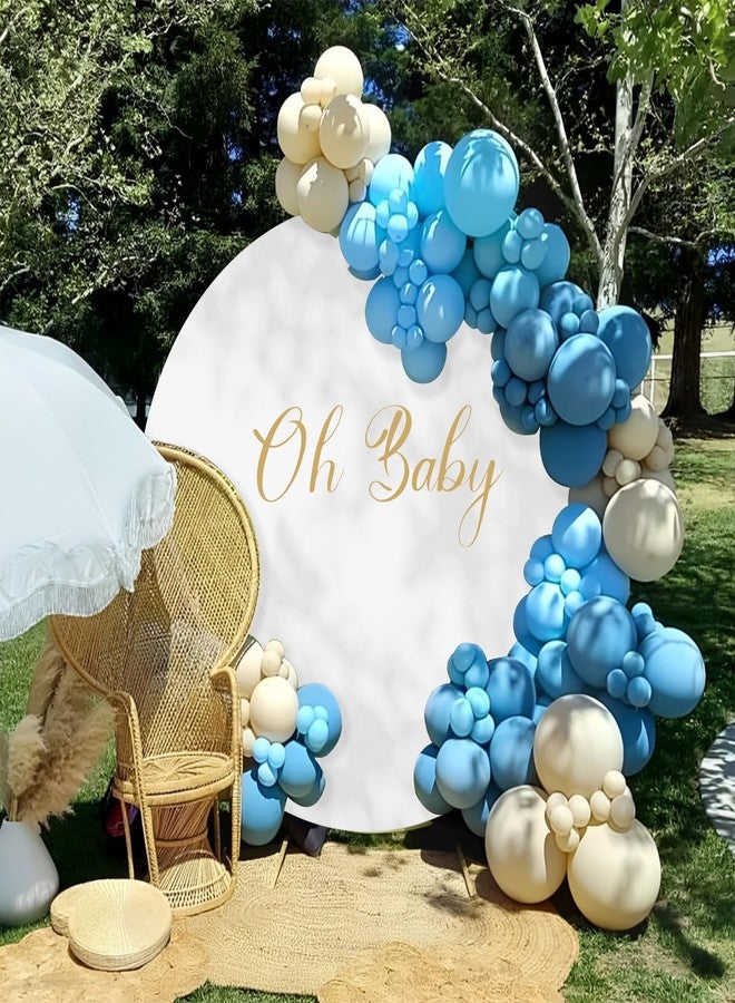 Newleafly 7.2FT Round Backdrop Cover White Round Arch Cover and Oh Baby Decal Sign - Adjustable Spandex Circle Arch Backdrop Cover for Birthday Party, Baby Shower, Wedding Decorations - Image 5