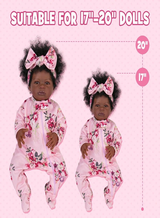 Aori Lifelike Reborn Baby Dolls Clothes 20 inch Purple Clothing Floral Jumpsuits Set for 17-20 Inch Newborn Girl Doll - Image 4