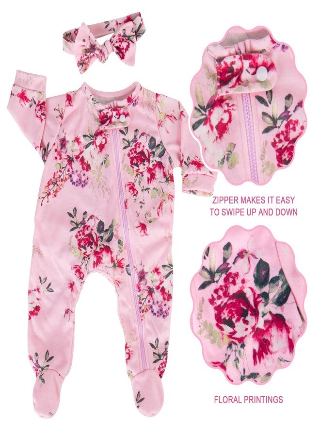 Aori Lifelike Reborn Baby Dolls Clothes 20 inch Purple Clothing Floral Jumpsuits Set for 17-20 Inch Newborn Girl Doll - Image 5