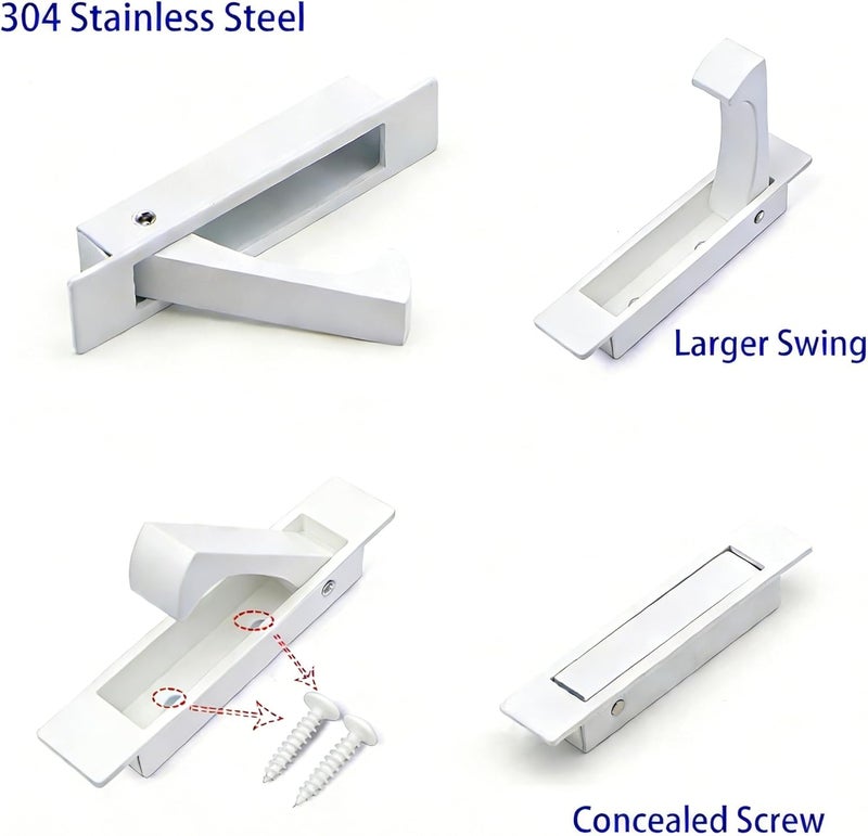 Dontay Pocket Pull Handle, Edge Pull, Professional Stainless Steel 304, Flush Mount for Sliding Door (White, 1) - Image 2