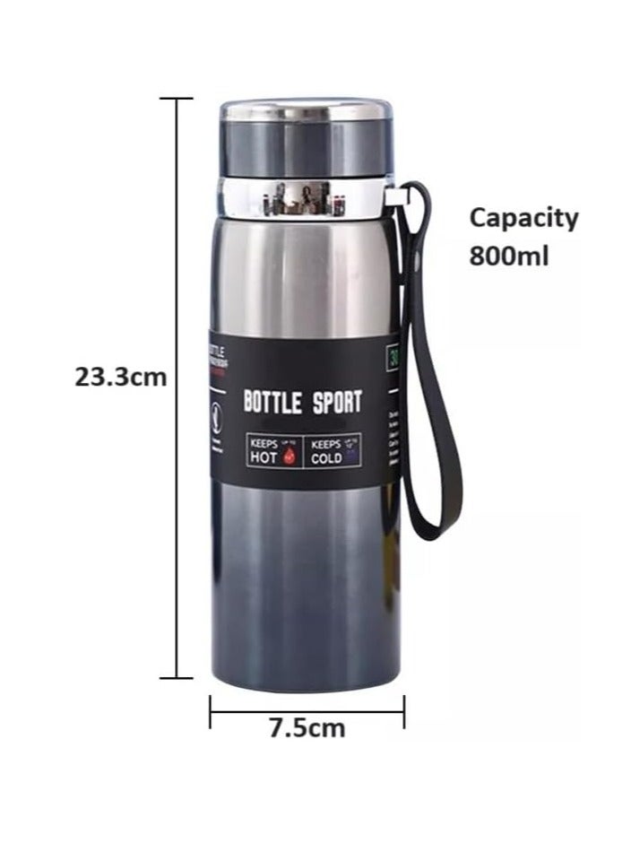 Premium Stainless Steel Thermal Insulation Cup Vacuum Insulated Water Bottle with Strainer 24h Cold Lock 12h Heat Preservation (Color May Vary - 800ml)  - Image 2