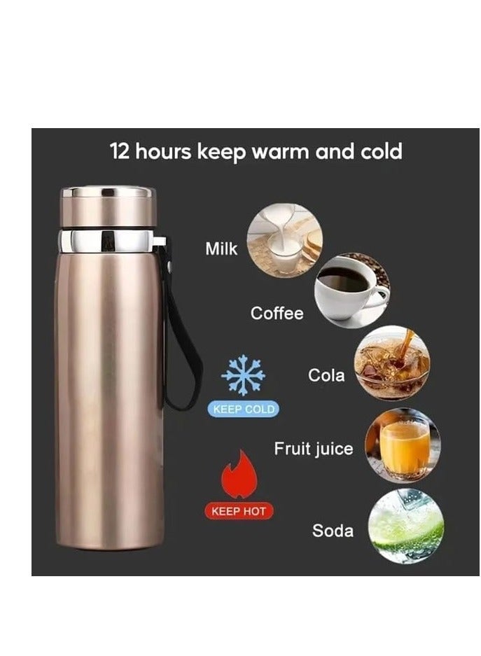 Premium Stainless Steel Thermal Insulation Cup Vacuum Insulated Water Bottle with Strainer 24h Cold Lock 12h Heat Preservation (Color May Vary - 800ml)  - Image 5