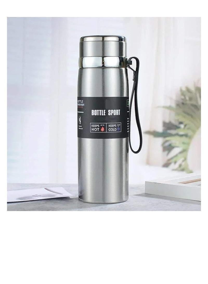 Premium Stainless Steel Thermal Insulation Cup Vacuum Insulated Water Bottle with Strainer 24h Cold Lock 12h Heat Preservation (Color May Vary - 800ml)  - Image 1