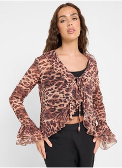 Ginger Leopard Print Ruffle Detail Blouse  - Image 1