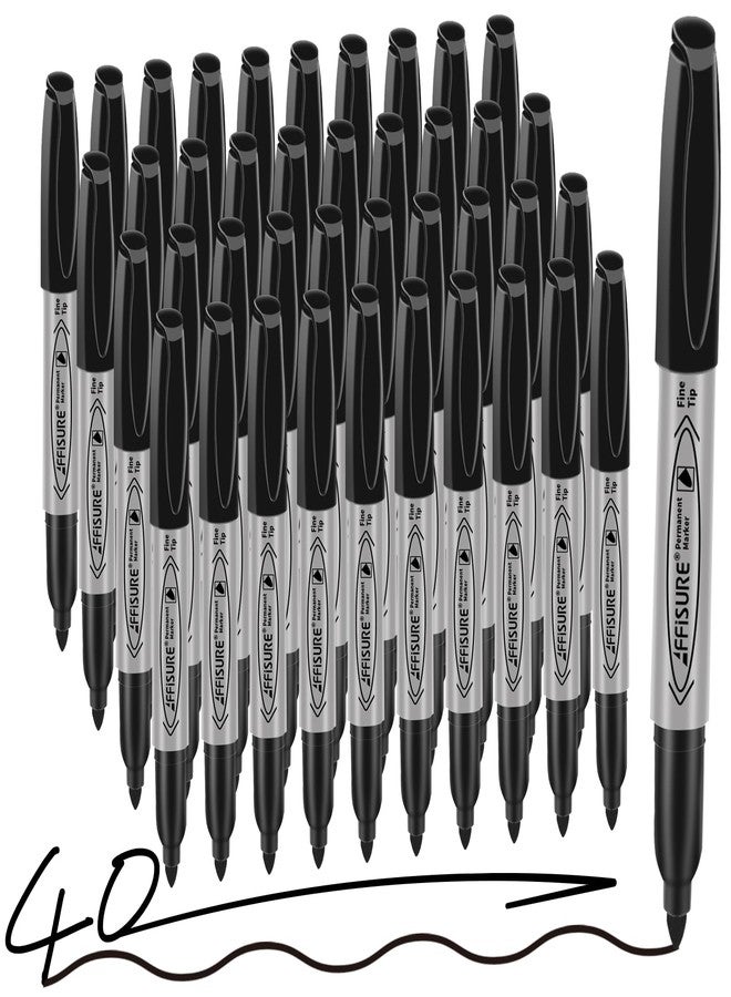 Affisure Permanent markers, 40 packs permanent markers bulk, quick drying in one second, smooth, not easy to erase, durable, can be marked on glass, tiles and cloth, office supplies,Gray shell - Image 1