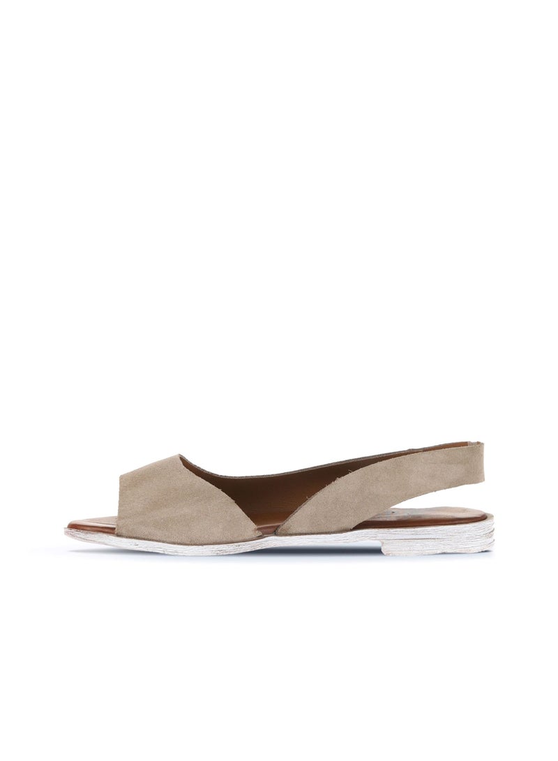 BUENO Women's Beige Suede Slingback Sandals – Open-Toe Flat Summer Shoes with White-Washed Sole for Casual and Everyday Wear - Image 3