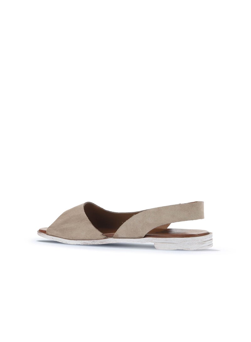 BUENO Women's Beige Suede Slingback Sandals – Open-Toe Flat Summer Shoes with White-Washed Sole for Casual and Everyday Wear - Image 4