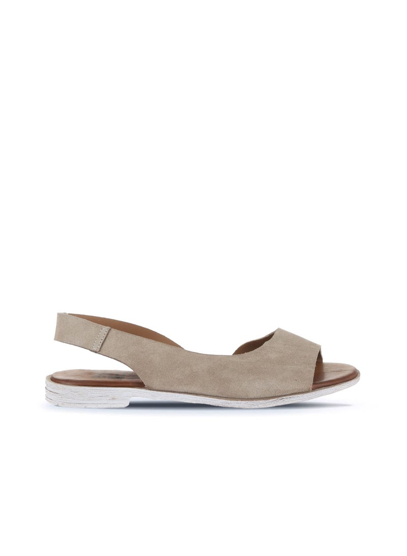 BUENO Women's Beige Suede Slingback Sandals – Open-Toe Flat Summer Shoes with White-Washed Sole for Casual and Everyday Wear - Image 1