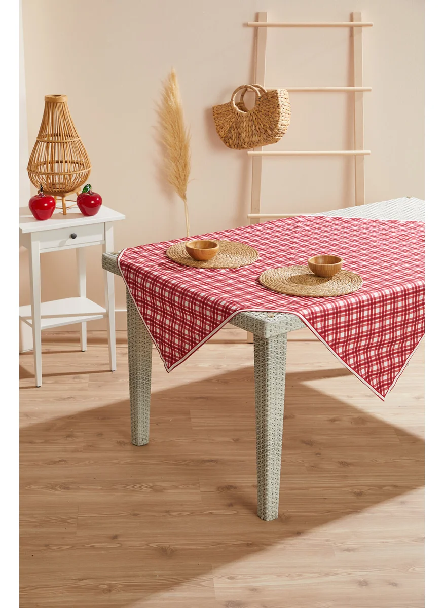 Ays Home Red Gingham Stain-Proof Tablecloth