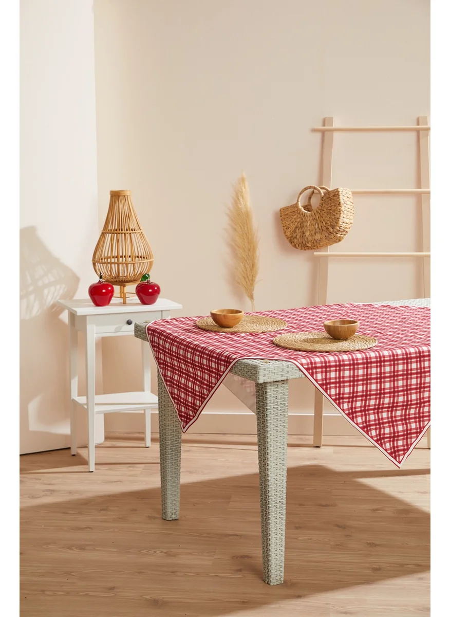 Ays Home Red Gingham Stain-Proof Tablecloth