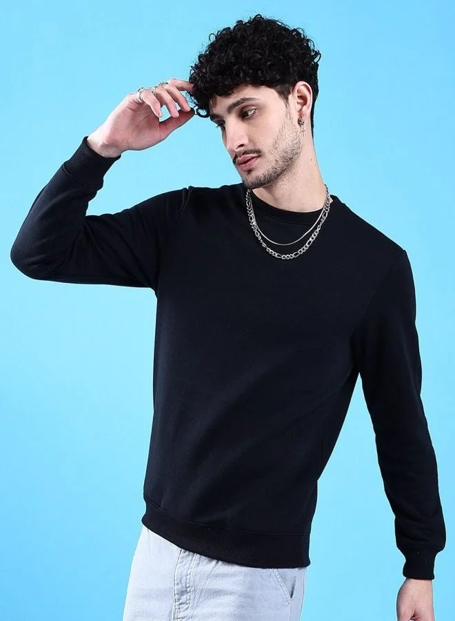 The Indian Garage Co Men Regular Fit Solid Crew Neck Full Sleeves Sweatshirt