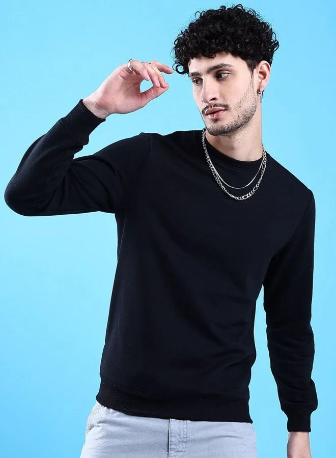 The Indian Garage Co  The Indian Garage Co Men Regular Fit Solid Crew Neck Full Sleeves Sweatshirt  | Best Price UAE