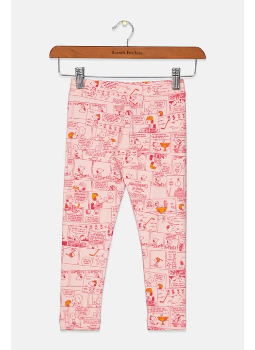 Kids Girl Allover Print Pull On Leggings, Pink