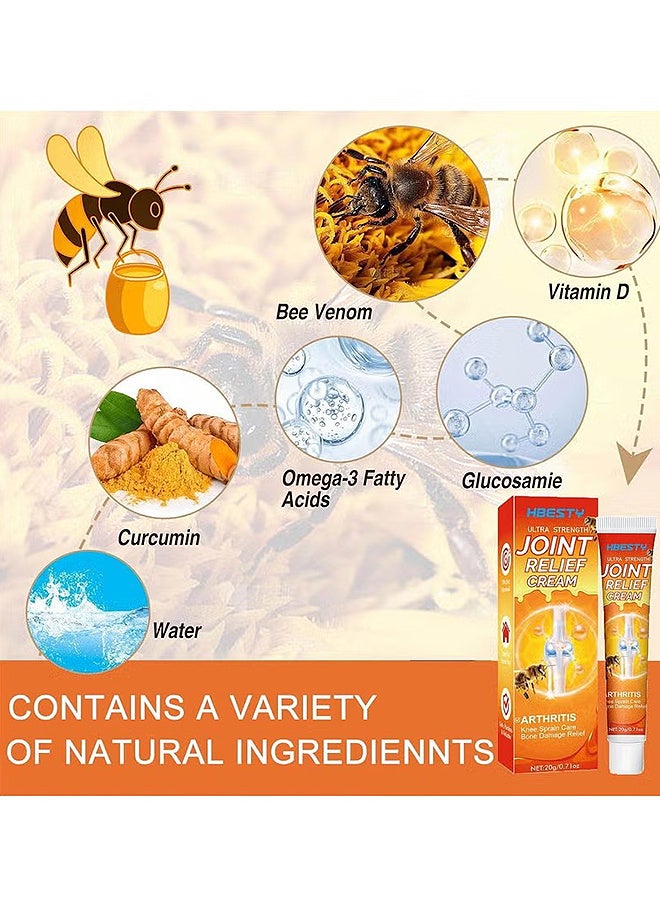 HBESTY Joint Relief Cream, Bee Venom Cream, 2 PCS, Joint Soothing Gel Cream, New Zealand Bee Venom Gel, Relief Gel For Neck, Waist, Back Hand, Feet And Leg (20g*2) - Image 2