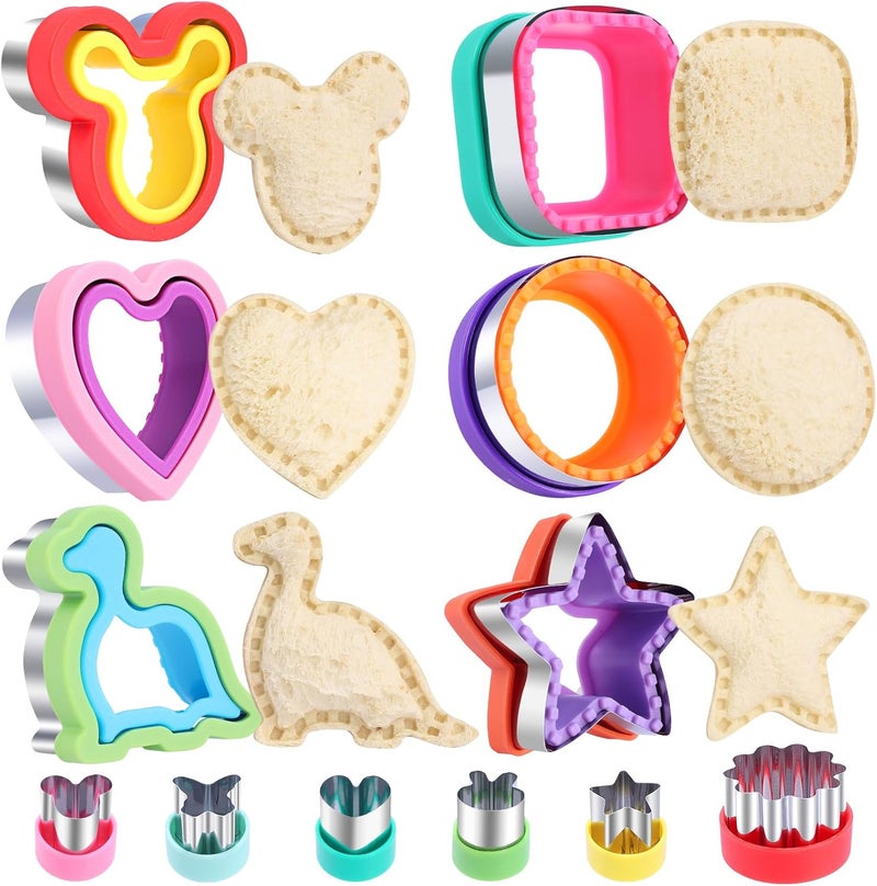 Jaystate 12 Pcs Sandwich Cutter and Sealer Set, Bread Decruster Pancake Maker DIY Cookie Cutters Vegetable Cutter Shapes for Kids, Ideal for School Lunch Boxes and Bento Boxes Boys Girls - Image 1