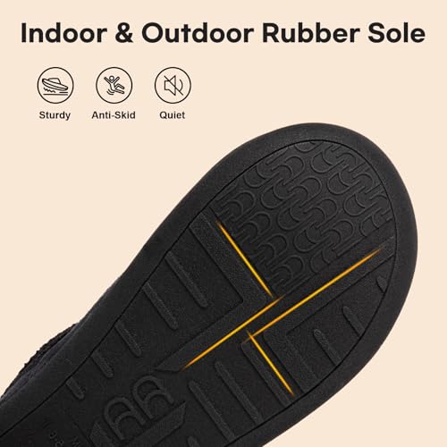 Longbay Women's Warm Chenille Knit Bootie Slippers Memory Foam Comfy Suede Fluffy Faux Fur Memory Foam Boots House Shoes (Large / 9-10, Black) - Image 5