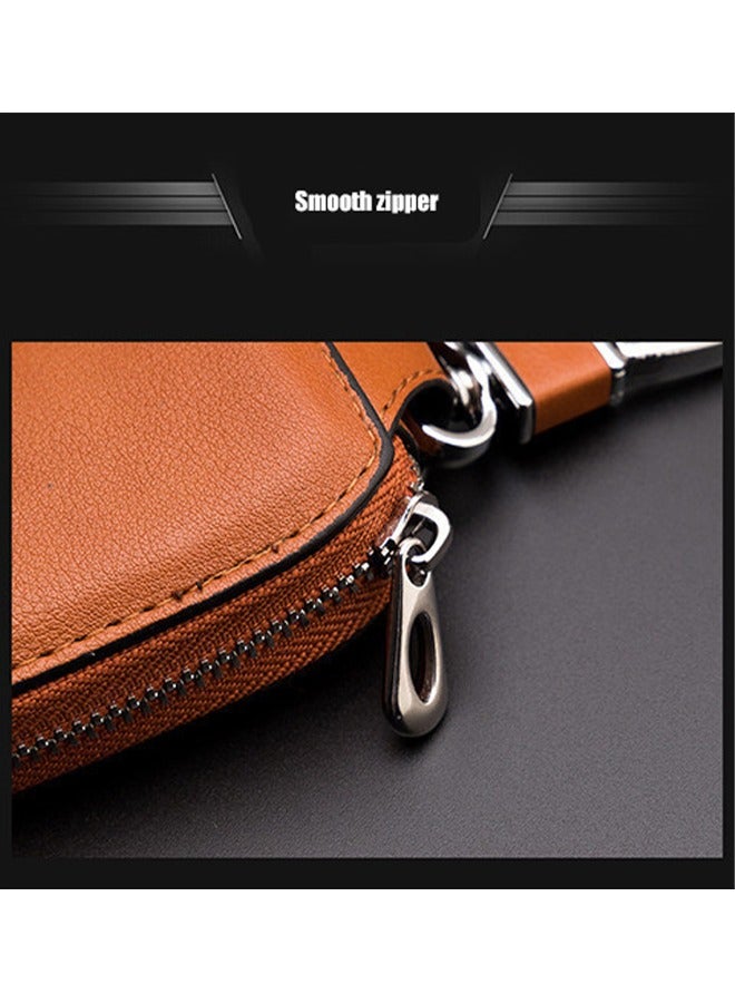 Car key Bag, Cowhide Leather Car Key Case Men's Multi-Function Key Case Waist Hanging Key Case Large Capacity Car Key Case Smart Keychain Protector Cover with Metal Hook Zipper for Remote Car Key - Image 3