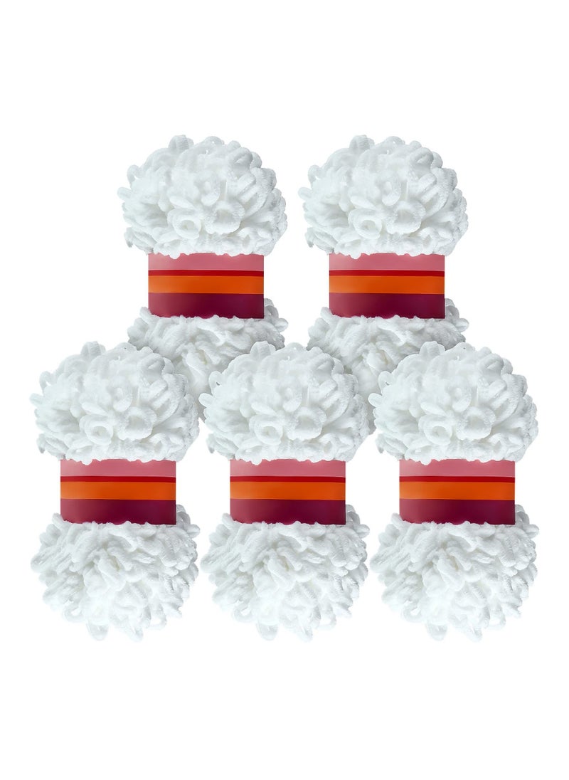 SYOSI - 5 Rolls Loop Yarn, White Puffy Yarn Chunky Finger Loop Yarn Craft Finger Knitting Loop Yarn Soft Finger Loops Yarn Chunky Baby Blanket Loop Yarn for DIY Hand Woven Knitting Crafts Supplies - Image 1