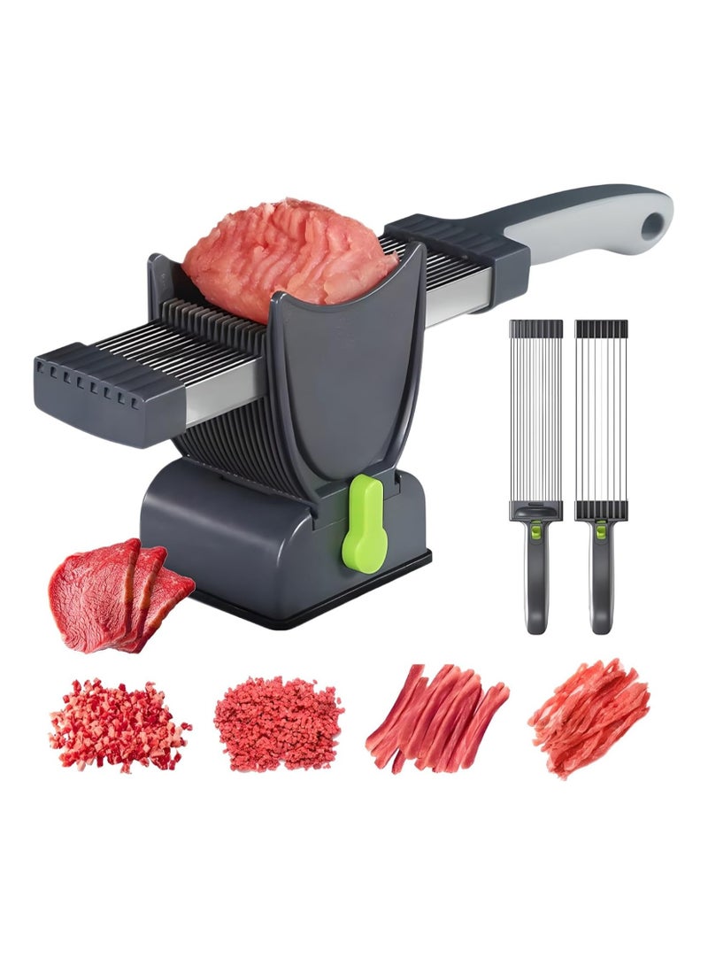 Manual Fresh Meat Slicer, Multifunctional Fresh Meat Slicer Knife with Sharpener, Stainless Steel Food Slicer 2-4mm Thickness Adjustable Canned Meat Slices, Strips, Chopped, Grilled - Image 1