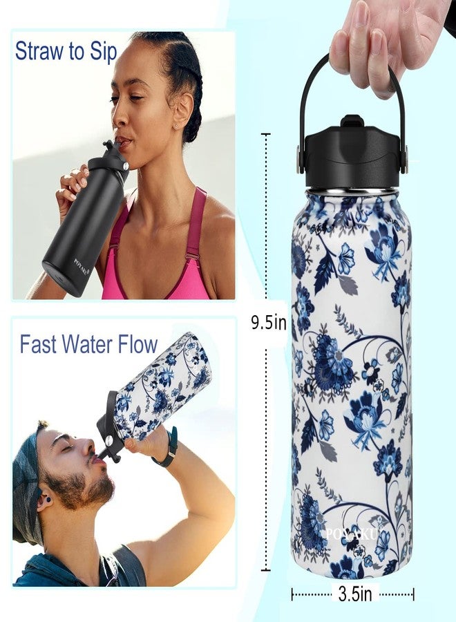 POYAKU 40oz Insulated Stainless Steel Thermos Vacuum Flask Water Bottle with Straw & Spout Lid, Double Wall Sweat-proof BPA Free to Keep Beverages Cold For 24Hrs or Hot For 12Hrs - Image 3