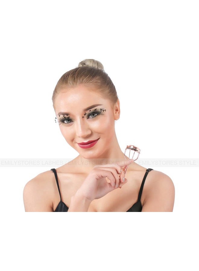 EMILYSTORES Professional Makeup Tool for Eyelashes with 2 Replacement Silicone Refill Pads Pinch Pain Free Metal Eyelash Curler 1PC, Golden Color - Image 4