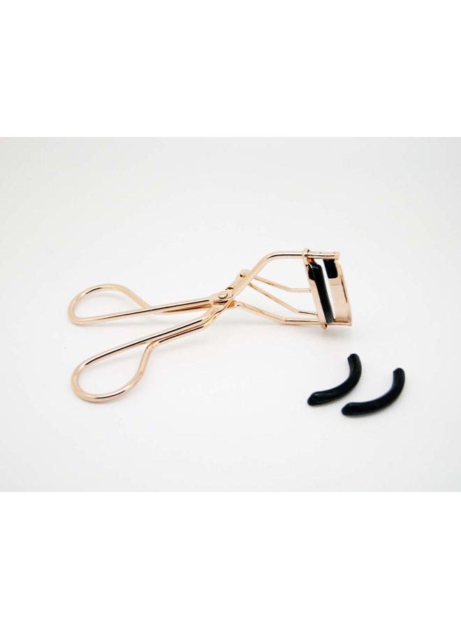 EMILYSTORES Professional Makeup Tool for Eyelashes with 2 Replacement Silicone Refill Pads Pinch Pain Free Metal Eyelash Curler 1PC, Golden Color - Image 3