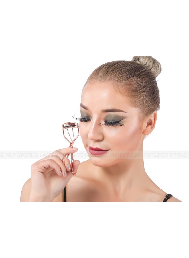 EMILYSTORES Professional Makeup Tool for Eyelashes with 2 Replacement Silicone Refill Pads Pinch Pain Free Metal Eyelash Curler 1PC, Golden Color - Image 5