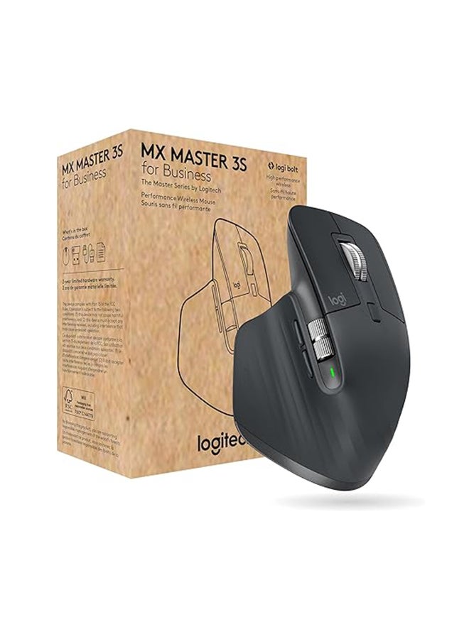 لوجيتيك ماوس MX Master 3S للأعمال، ماوس لاسلكي بنقرات هادئة، 8K DPI، مستقبل USB آمن من لوجي بولت، بلوتوث، شحن USB-C، تمرير مغناطيسي، ويندوز/ماك/كروم/لينكس - رمادي - Image 1
