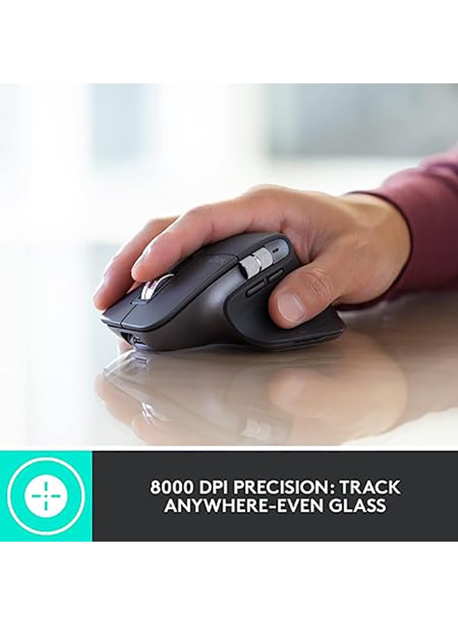 لوجيتيك ماوس MX Master 3S للأعمال، ماوس لاسلكي بنقرات هادئة، 8K DPI، مستقبل USB آمن من لوجي بولت، بلوتوث، شحن USB-C، تمرير مغناطيسي، ويندوز/ماك/كروم/لينكس - رمادي - Image 3