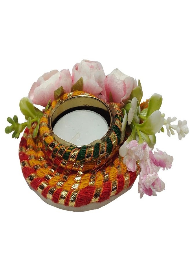 viRi Creations and Event Fancy Rose Designed Diya |Handcraft Diya with Unique Floral Design |Authentic Indian Design | Door Decoration |Festive Celebration | Diwali| 3 inches - Image 3