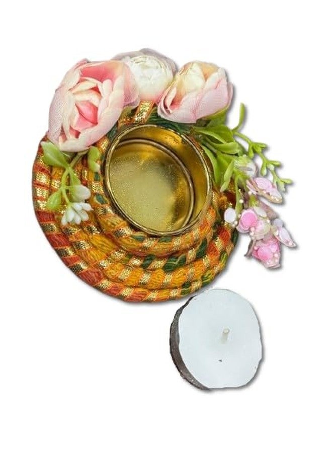 viRi Creations and Event Fancy Rose Designed Diya |Handcraft Diya with Unique Floral Design |Authentic Indian Design | Door Decoration |Festive Celebration | Diwali| 3 inches - Image 5