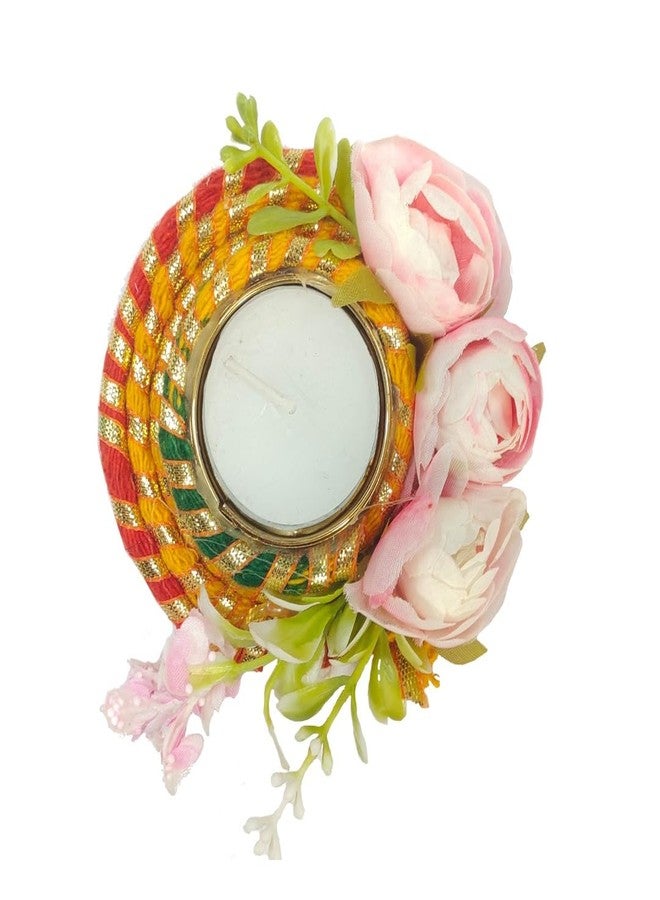 viRi Creations and Event Fancy Rose Designed Diya |Handcraft Diya with Unique Floral Design |Authentic Indian Design | Door Decoration |Festive Celebration | Diwali| 3 inches - Image 2
