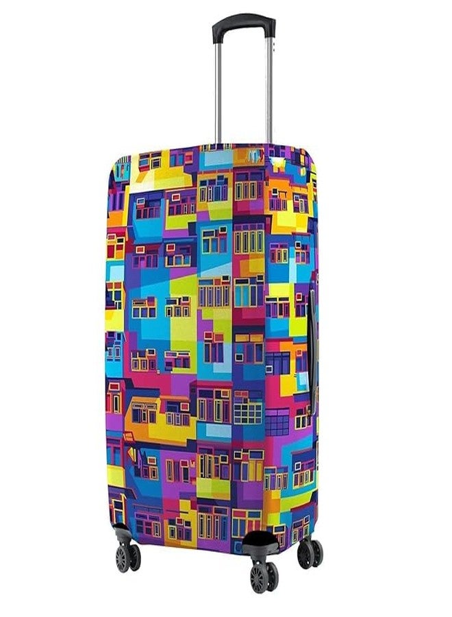 NT CREATION Stretchable Polyester Printed Luggage Cover for Trolley Bag Protective Suitcase Cover Dust and Scratch Resistant Travel Use (MONTEN-L) - Image 1