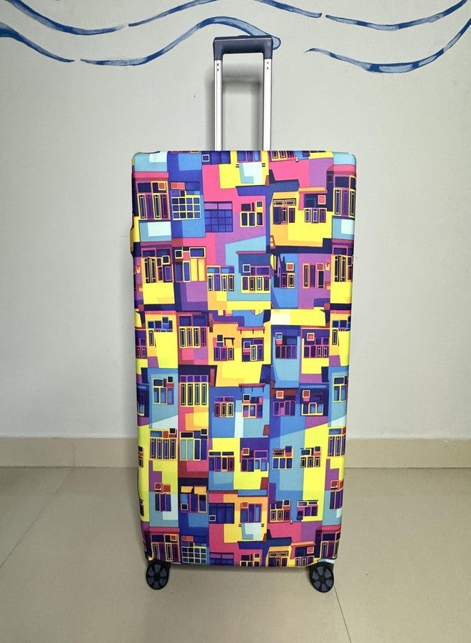 NT CREATION Stretchable Polyester Printed Luggage Cover for Trolley Bag Protective Suitcase Cover Dust and Scratch Resistant Travel Use (MONTEN-L) - Image 3