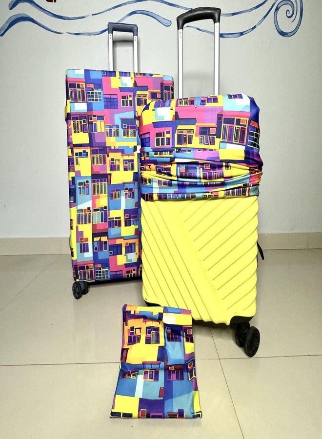 NT CREATION Stretchable Polyester Printed Luggage Cover for Trolley Bag Protective Suitcase Cover Dust and Scratch Resistant Travel Use (MONTEN-L) - Image 5